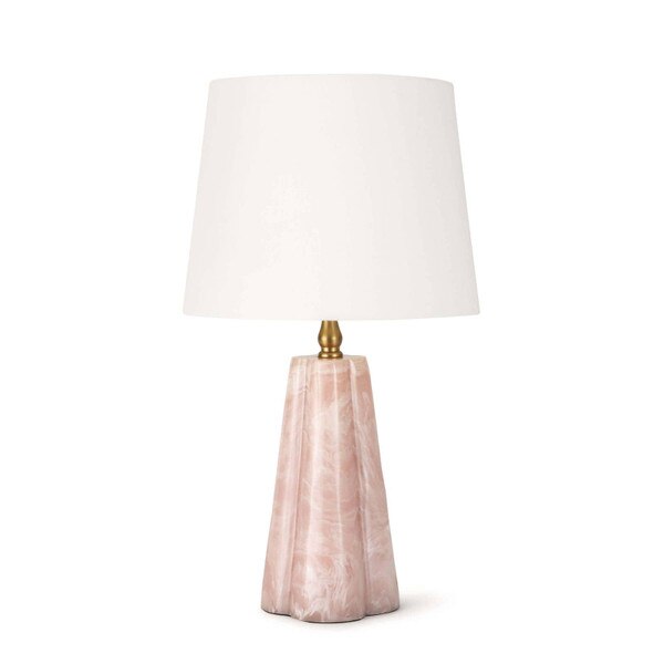 Pink resin mini lamp with natural brass fittings